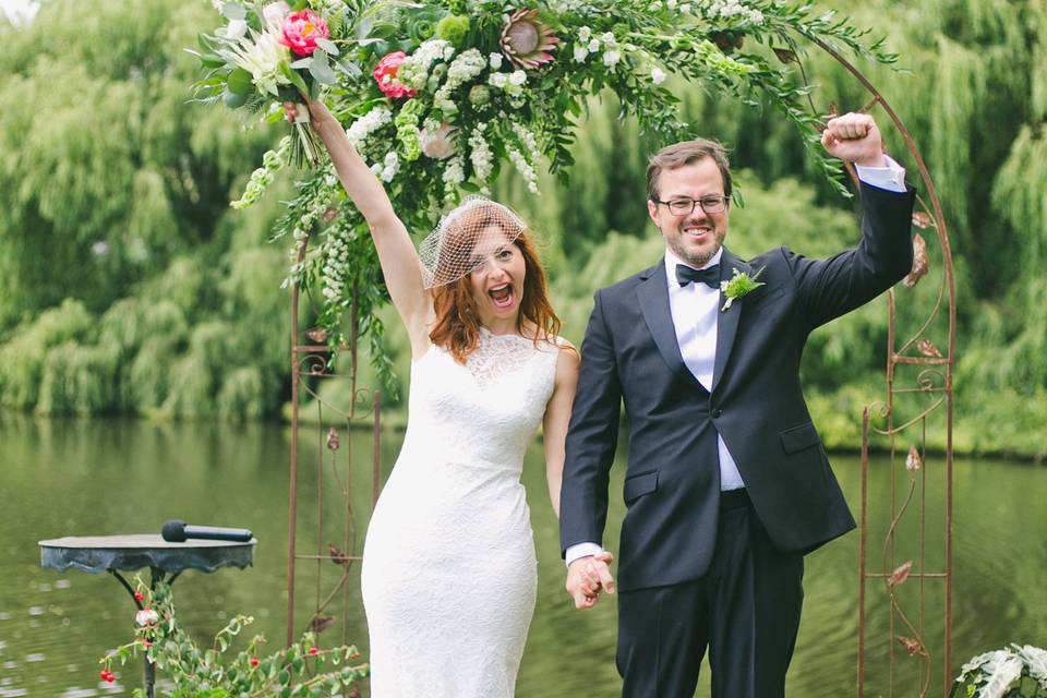 The bride and groom