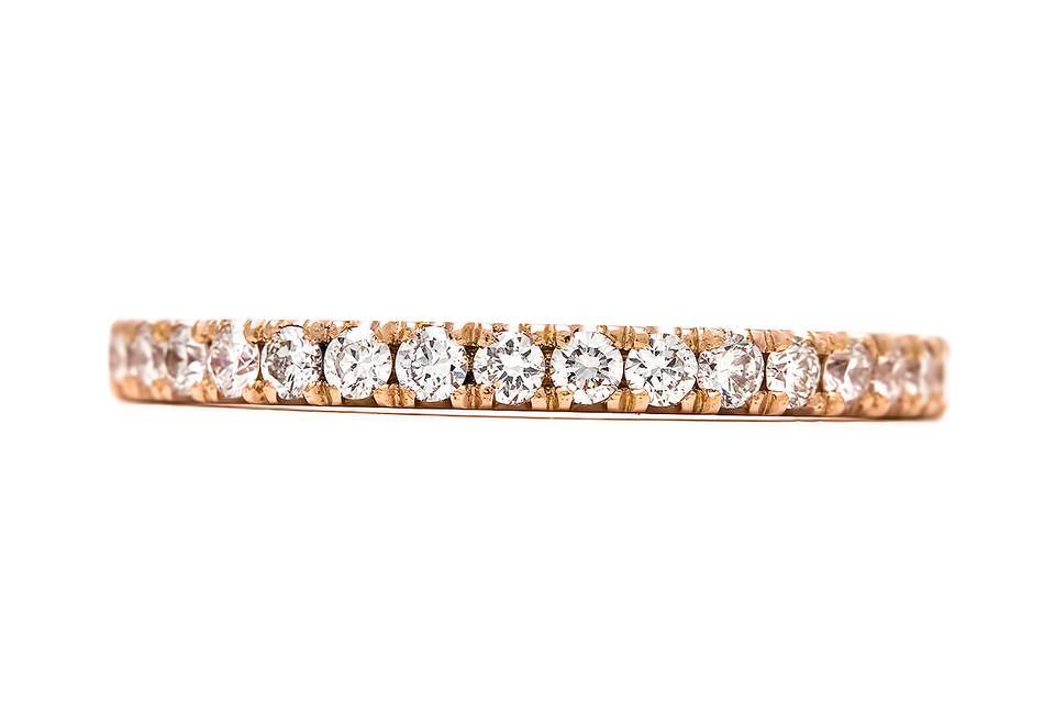 Split prong pave diamond ring