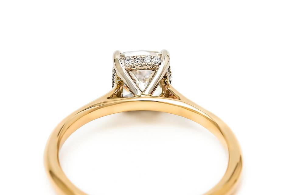 2 tone gold cushion cut ring