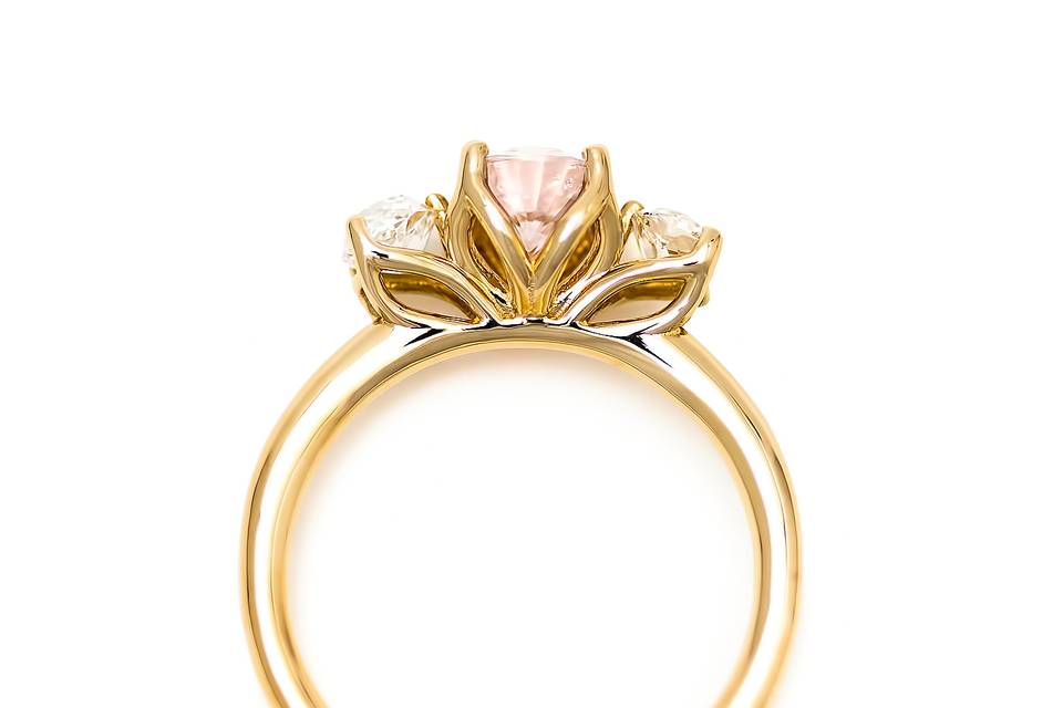 3 stone tulip prong ring