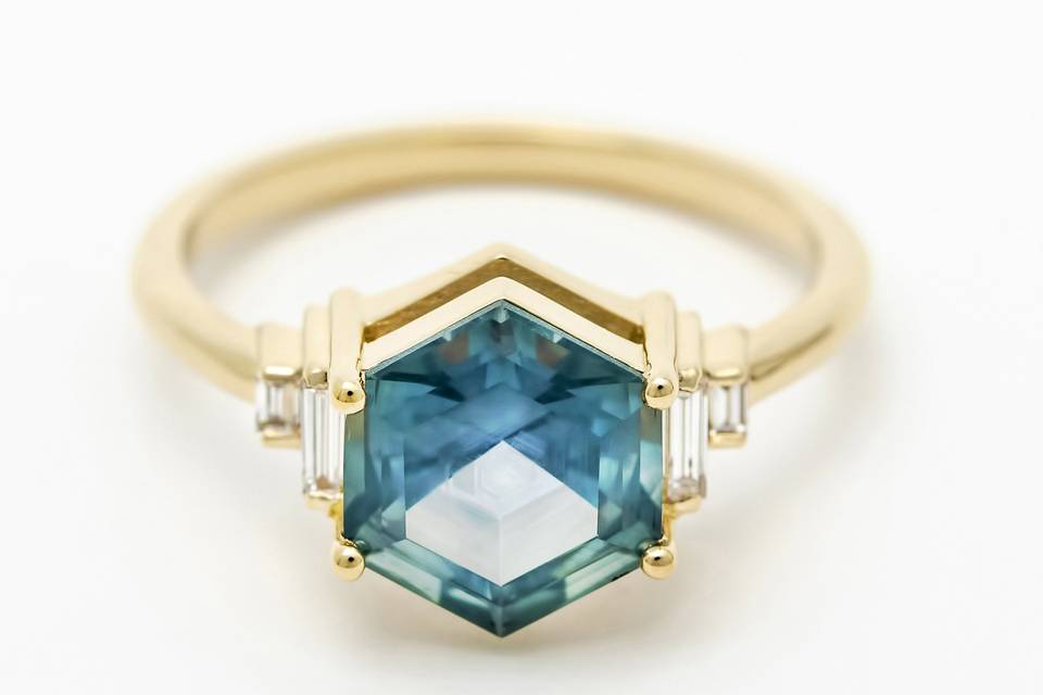 Moody hexagon sapphire ring