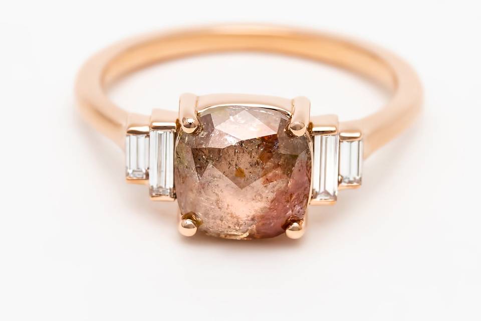 Rusty peach rose cut diamond