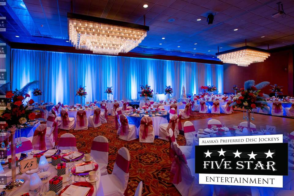 Reception table and floral centerpiece