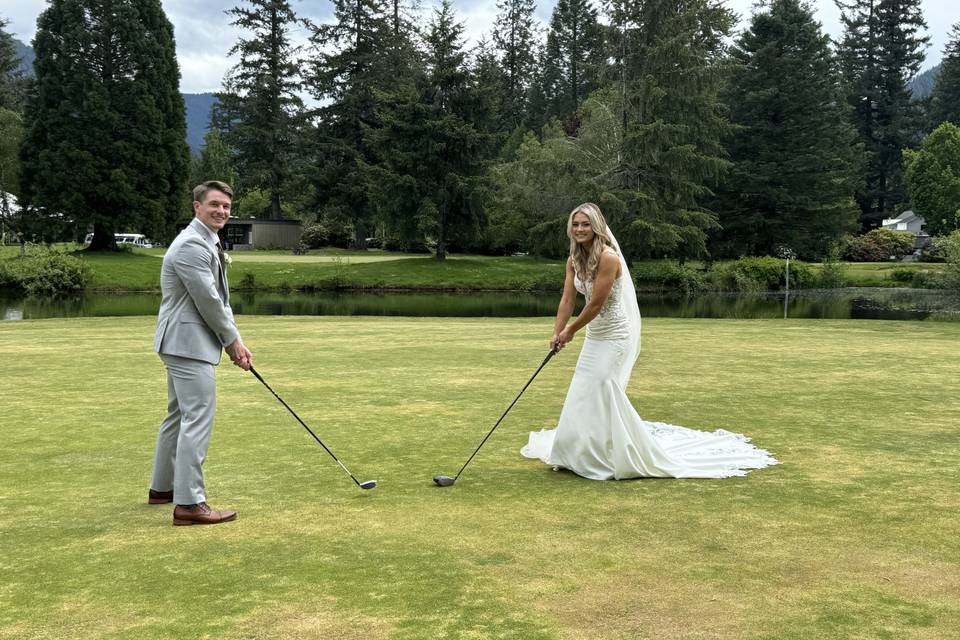 Bride & Groom Golfing