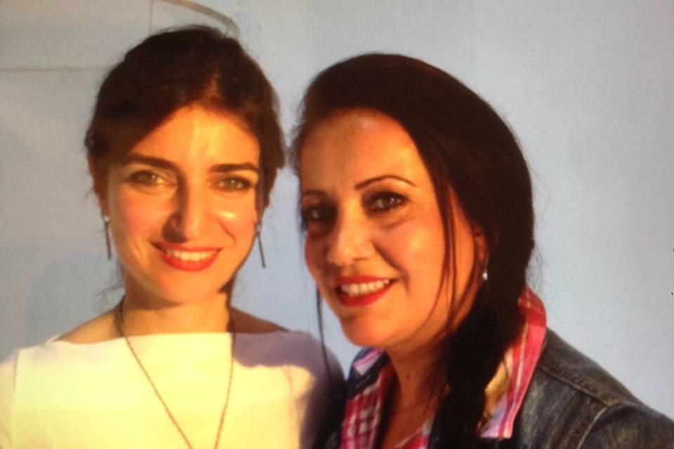 Singer Salphi and me after her makeover was done by me.