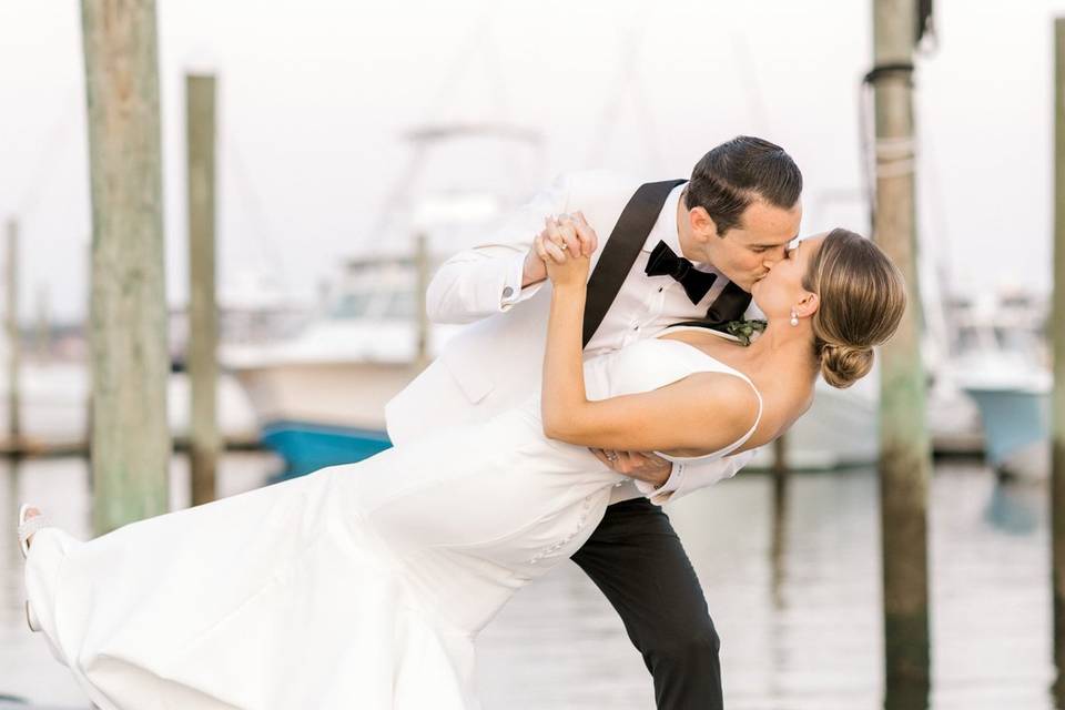 Bride and Groom on Docks