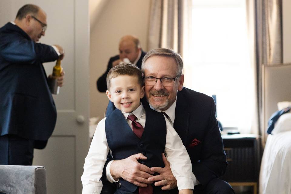 Getting ready with grandpa.