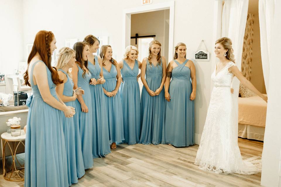 DRESS REVEAL TO BRIDESMAIDS