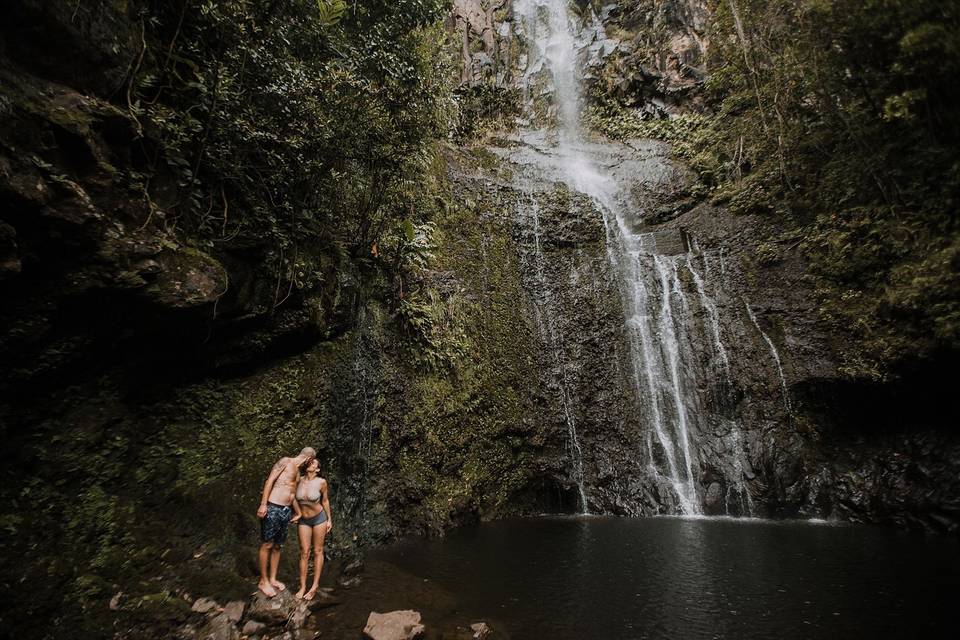 Destination: Adventurous Engagement Session on The Road to Hana in Maui, Hawaii