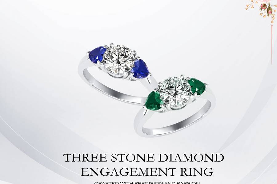 KATT Diamonds Three Stone Ring