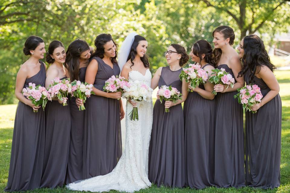 Bride with bridesmaids