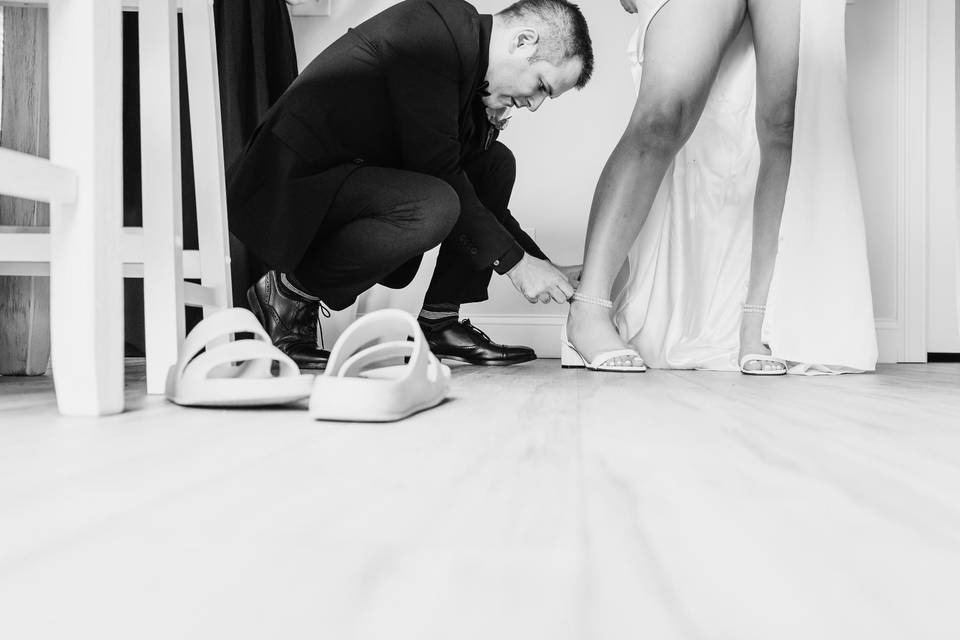 Black and white getting ready