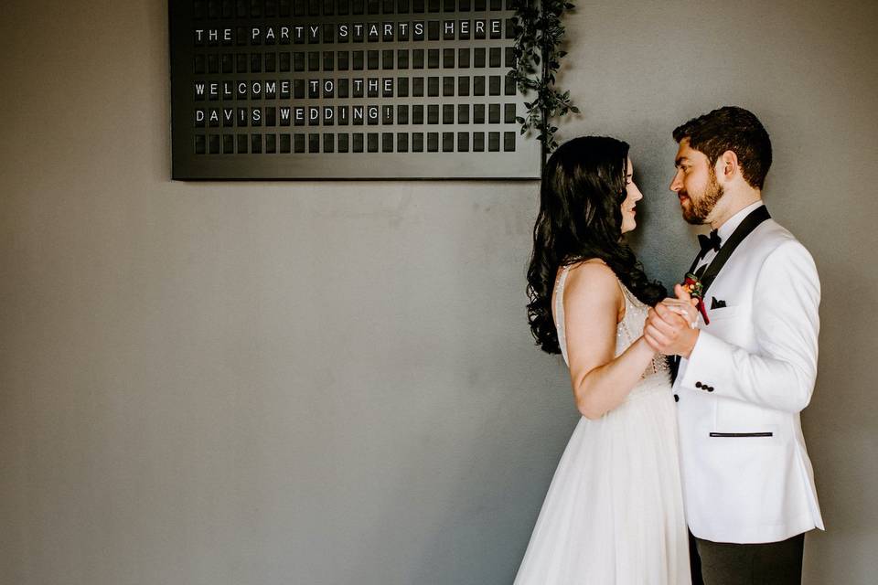 Bride + Groom with Vestaboard