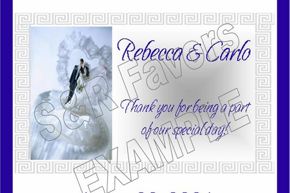 Bride and Groom Cake Topper Custom Candy Wrapper
Order now at www.srfavors.com Design code W1