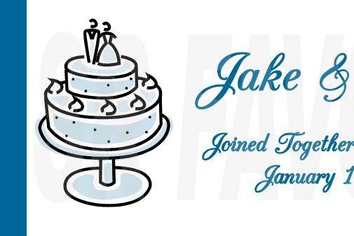 Cute clipart cake. Joined Together On This Day
This custom wrapper can be completely customized to fit your event! Including the colors - Need it in Pink or even Black and White - No problem!
Order online at www.srfavors.com design code W246