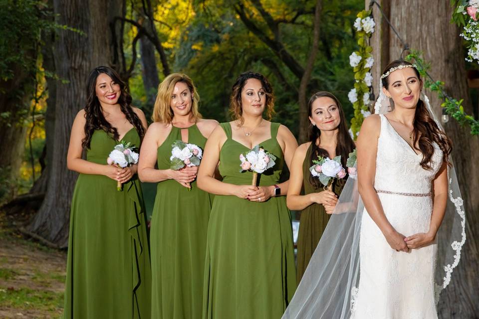 Beautiful green bridesmaid gowns