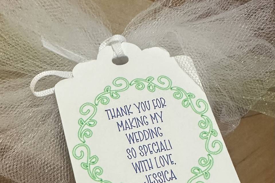 Bridesmaid thank you tag