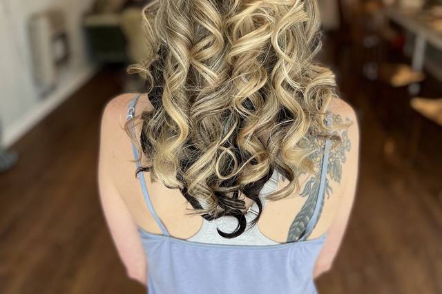 Curled half up