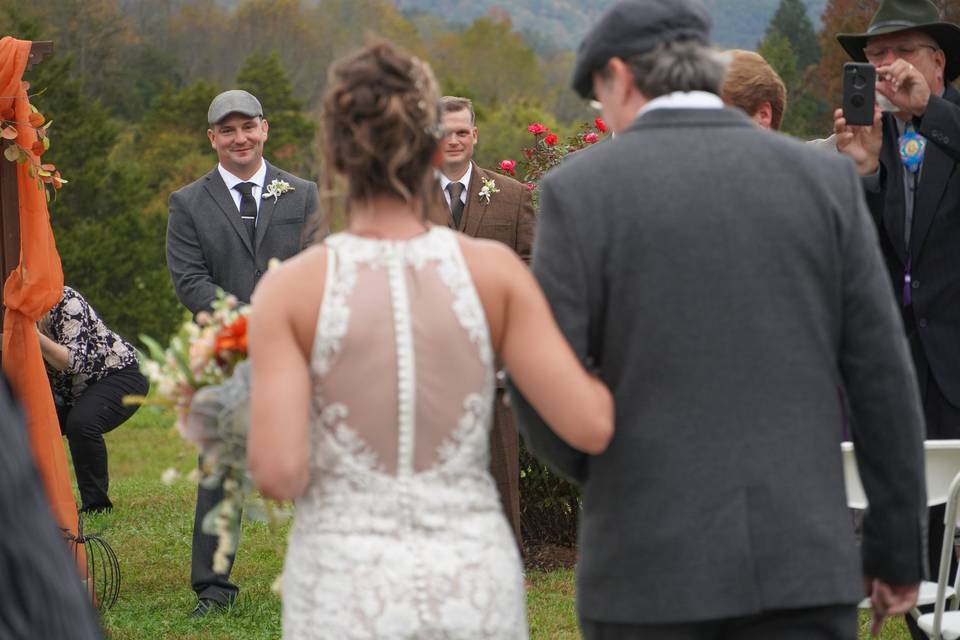 A groom awaits