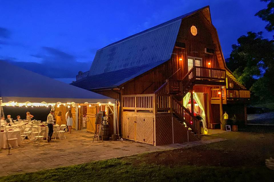 Party Barn and tent at Evening