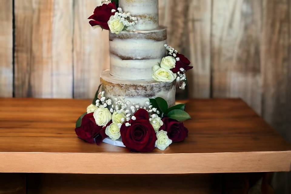 Naked 3 Tier Wedding Cake
