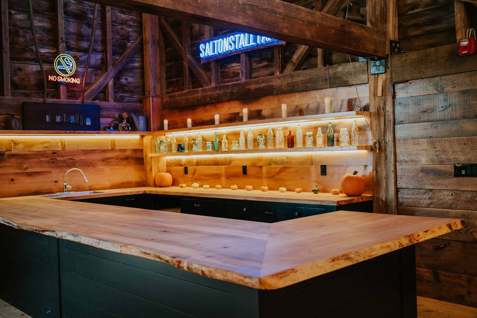 Beautiful bar in barn