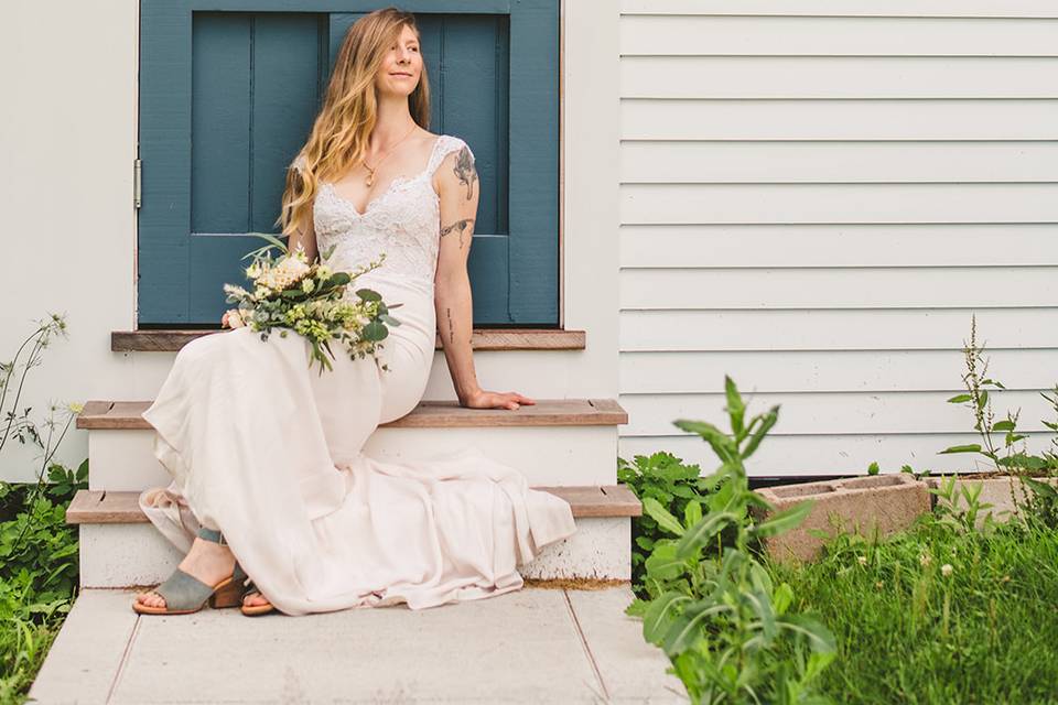 Bride with blue door