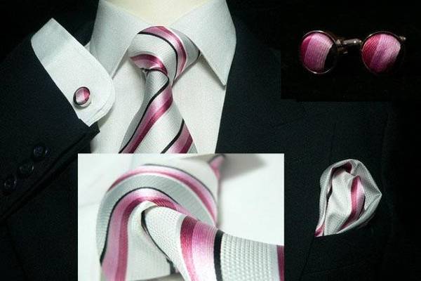 Pink Stripe Tie Set