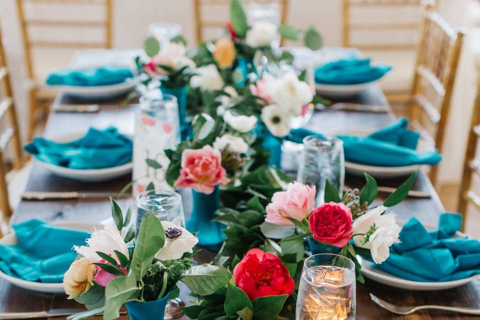 Table setup with centerpiece