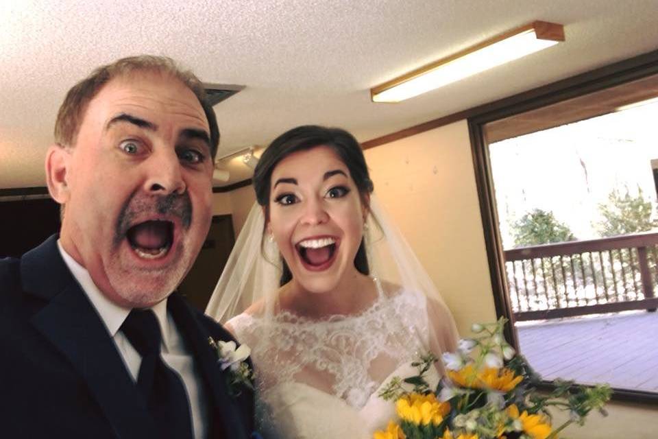 Bride wearing a lace wedding dress