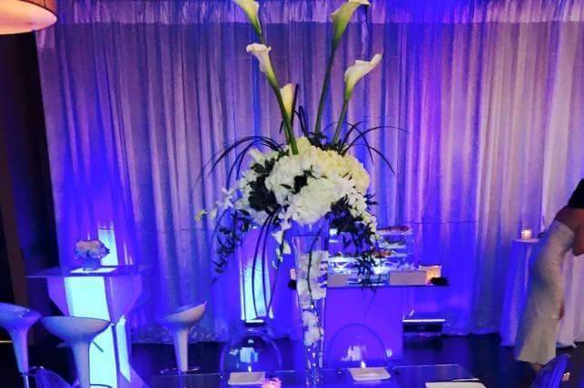 Table setting with blue lights