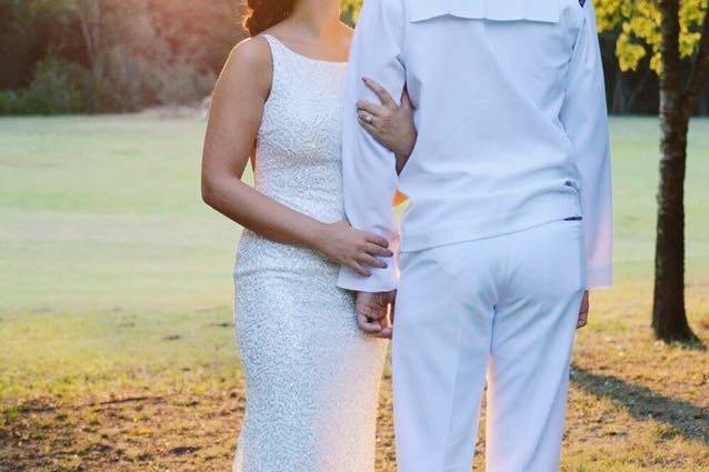 Bride holding her groom