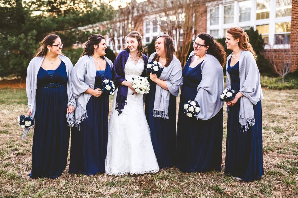 Bride with bridesmaids