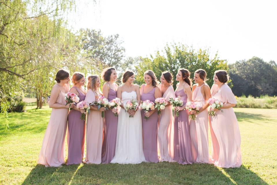 Bride and bridesmaids