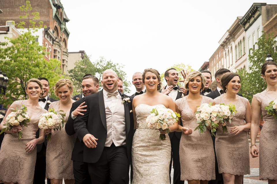 Couple with their guests