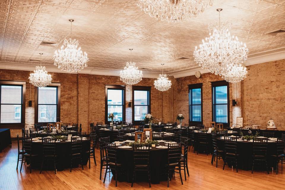 Crystal Ballroom decorated for reception