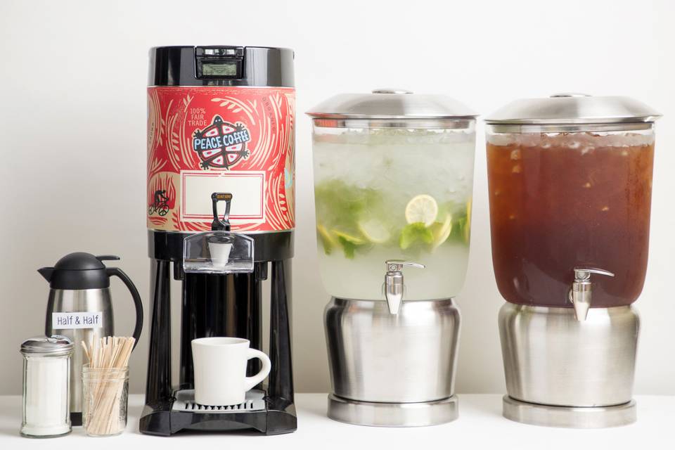 Lemonade, Iced Tea, Coffee, Water. The perfect refreshments for your perfect day.