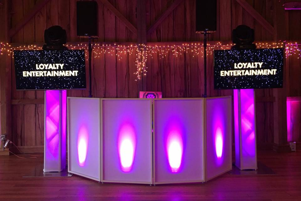 DJ booth and lighting