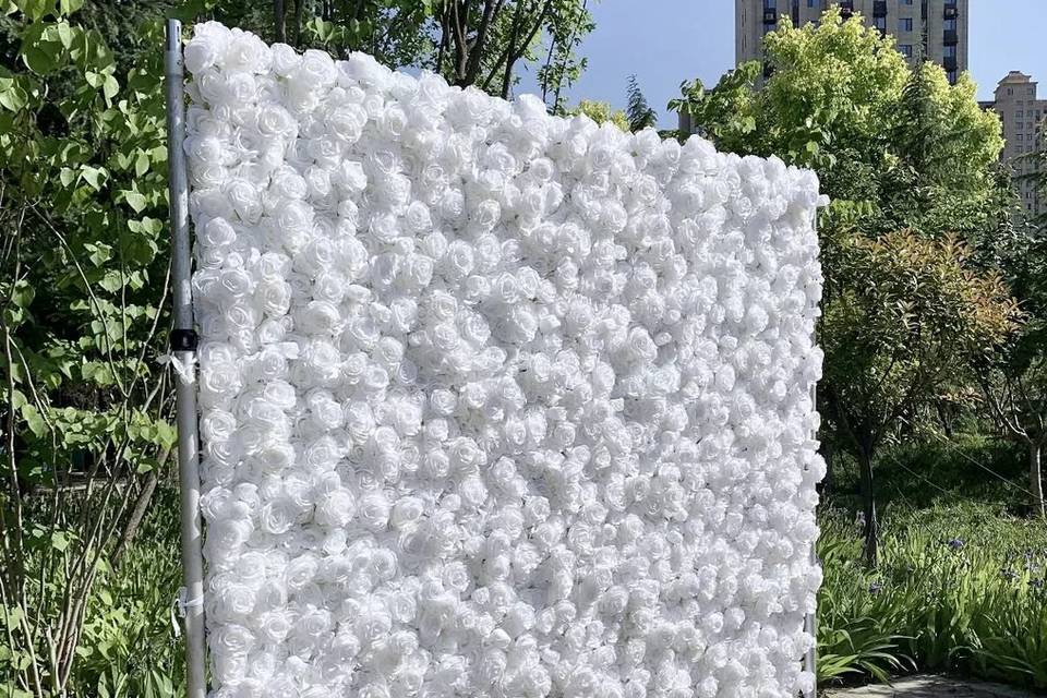 White Silk Flower Backdrop