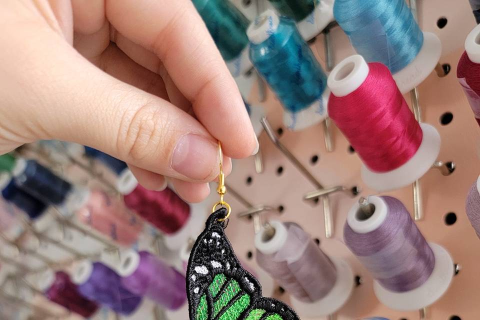 Embroidered Butterfly Earrings