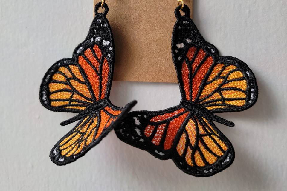 Embroidered Butterfly Earrings