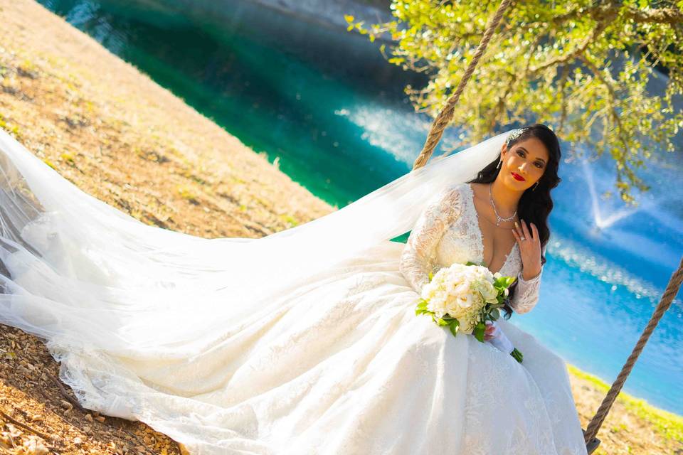 Bride on the swing