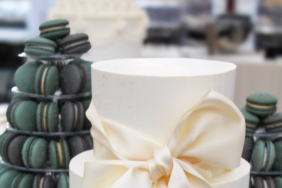 Satin Bow Wedding Cake Utah