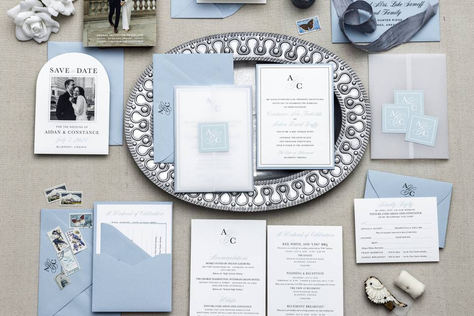 Blue & White Invitation