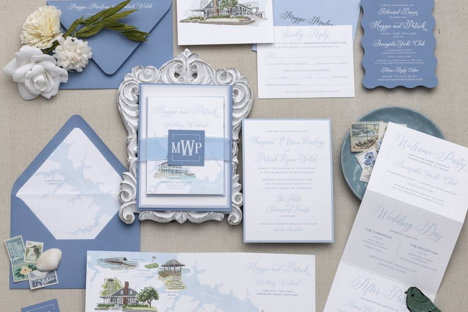 Blue and White with Custom Art