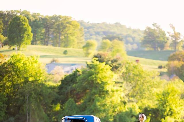 Bride by the truck