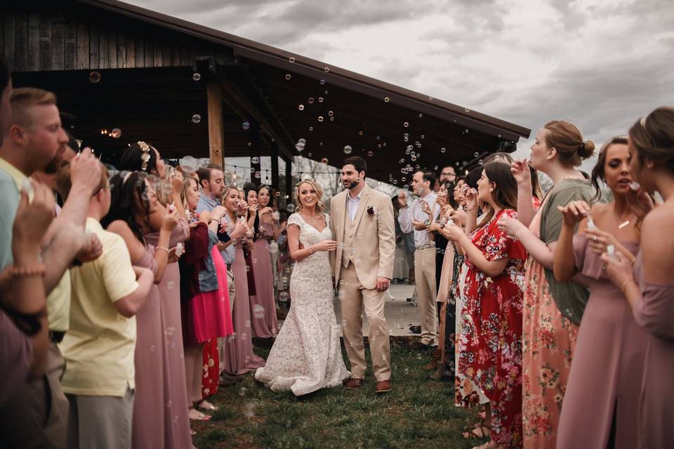 Bubble shower for the newlyweds