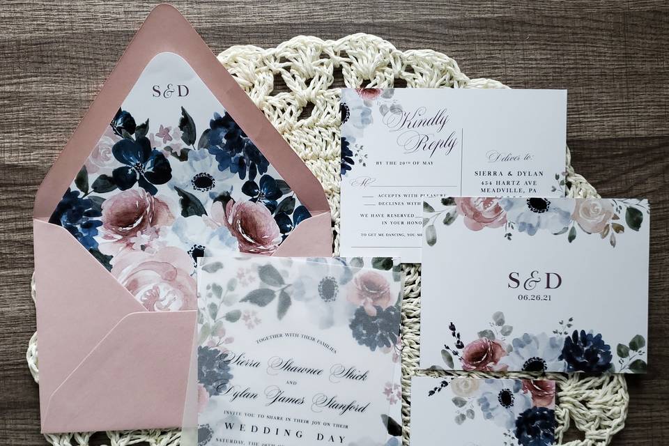 Floral Vellum Invitation