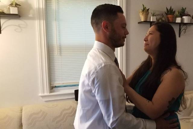 Newlyweds embrace