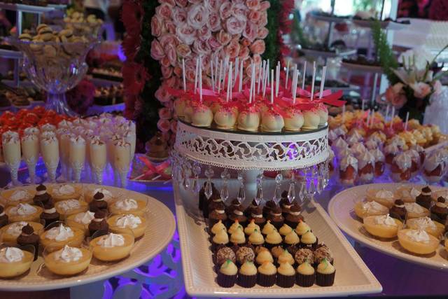Table arrangement of chocolates and desserts